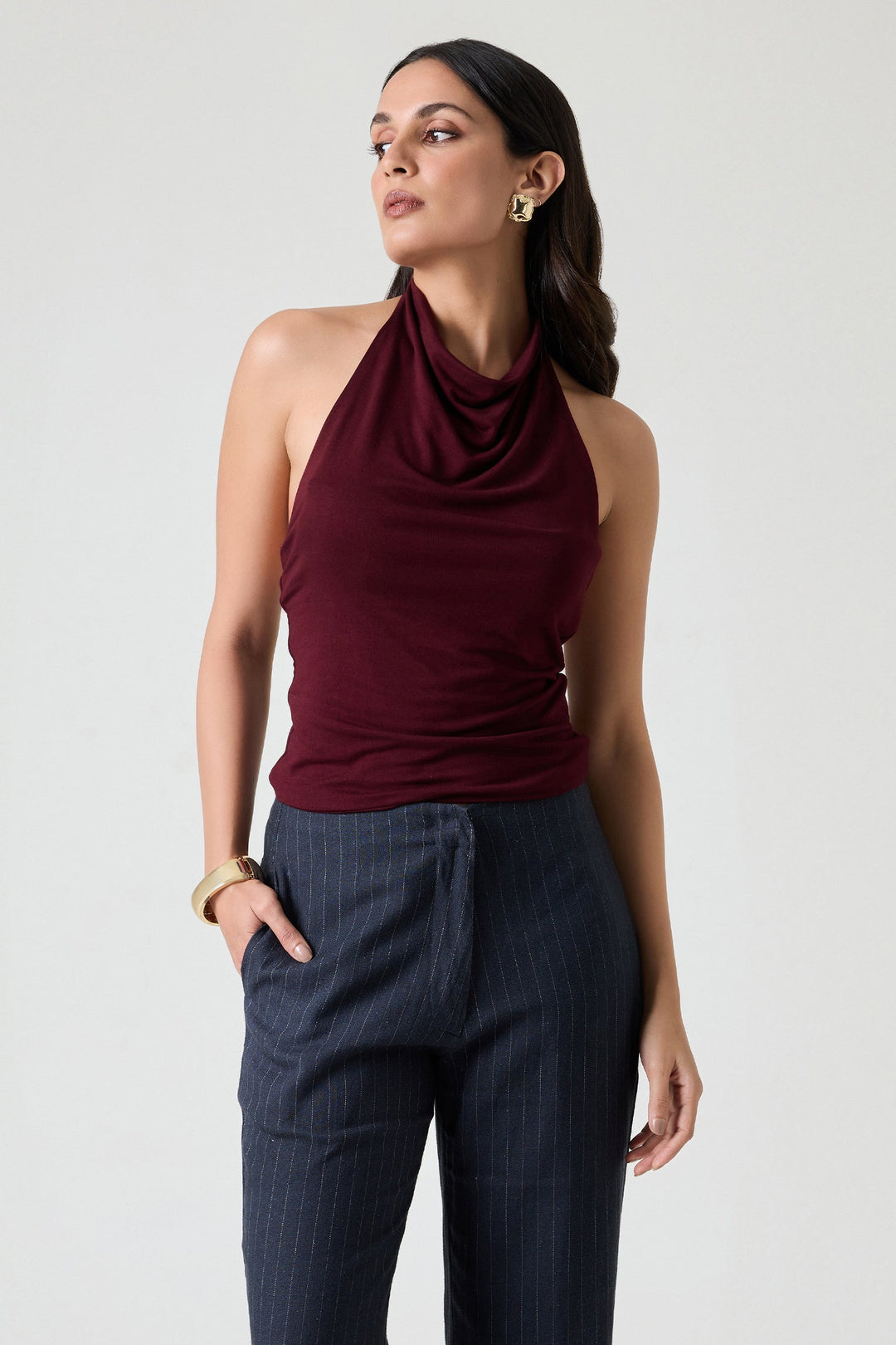 SUMMER AWAY Juliette Cowl Neck Halter Top-The Shop Laguna Beach