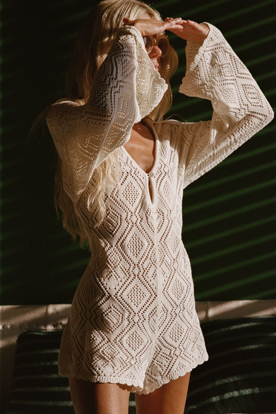 LSPACE X THE SALTY BLONDE Golden Daze Crochet-Knit Romper-The Shop Laguna Beach