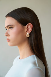 LILI CLASPE La Mer Small Pearl Bezel Earrings