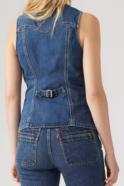 LEVI'S Longline Dark Wash Denim Vest-The Shop Laguna Beach