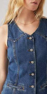 LEVI'S Longline Dark Wash Denim Vest-The Shop Laguna Beach