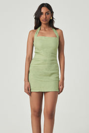 SUMMER AWAY Lucia Linen Halter Mini Dress