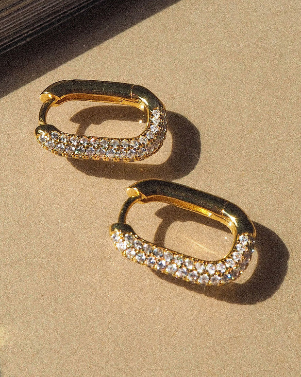 LUV AJ Pave Chain Link Huggies