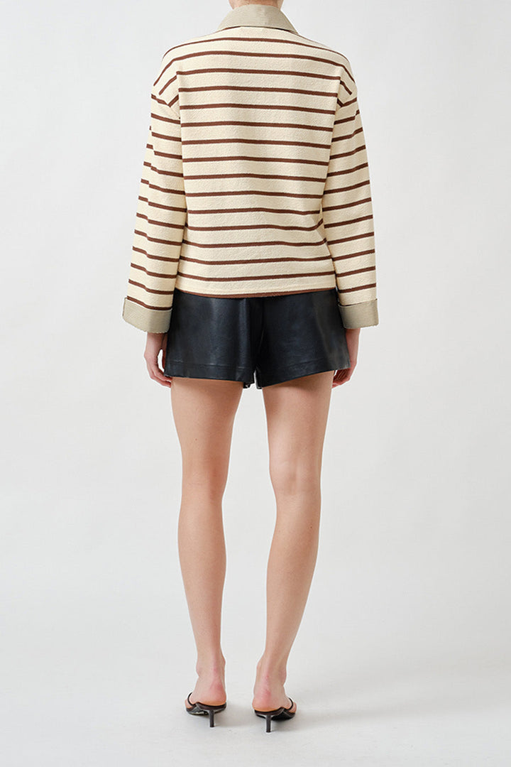 MAUDE CLUB Gabrielle Striped Knit Polo Top-The Shop Laguna Beach