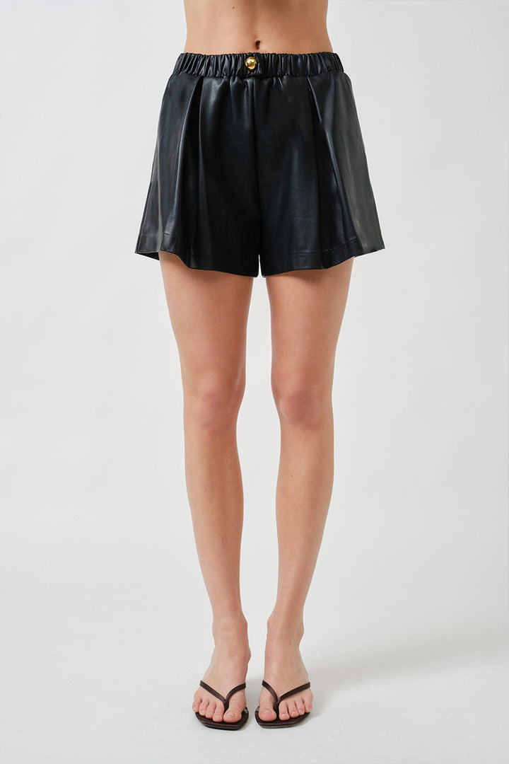 MAUDE CLUB Piper Faux Leather Shorts-The Shop Laguna Beach