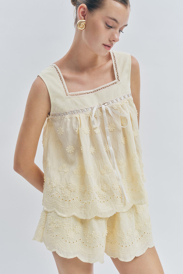 MAUDE CLUB Odette Embroidered Tank-The Shop Laguna Beach