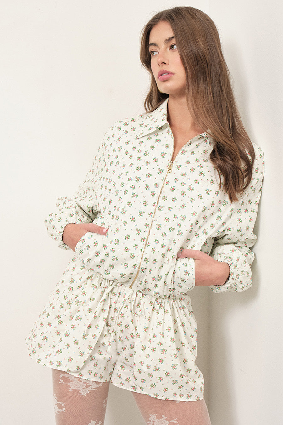MAUDE CLUB Nadine Floral Zip Jacket-The Shop Laguna Beach