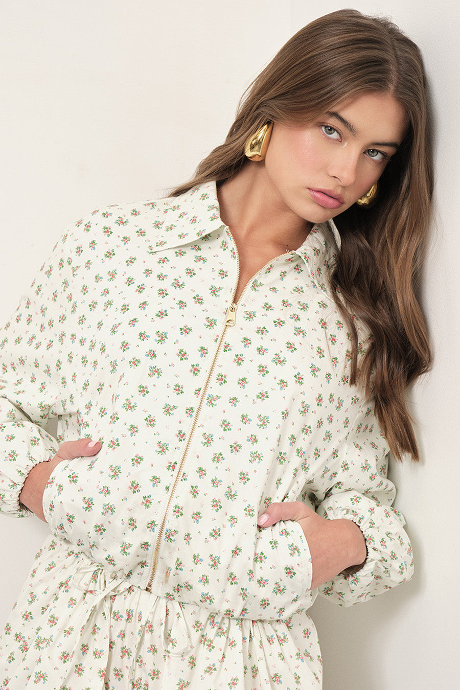MAUDE CLUB Nadine Floral Zip Jacket-The Shop Laguna Beach