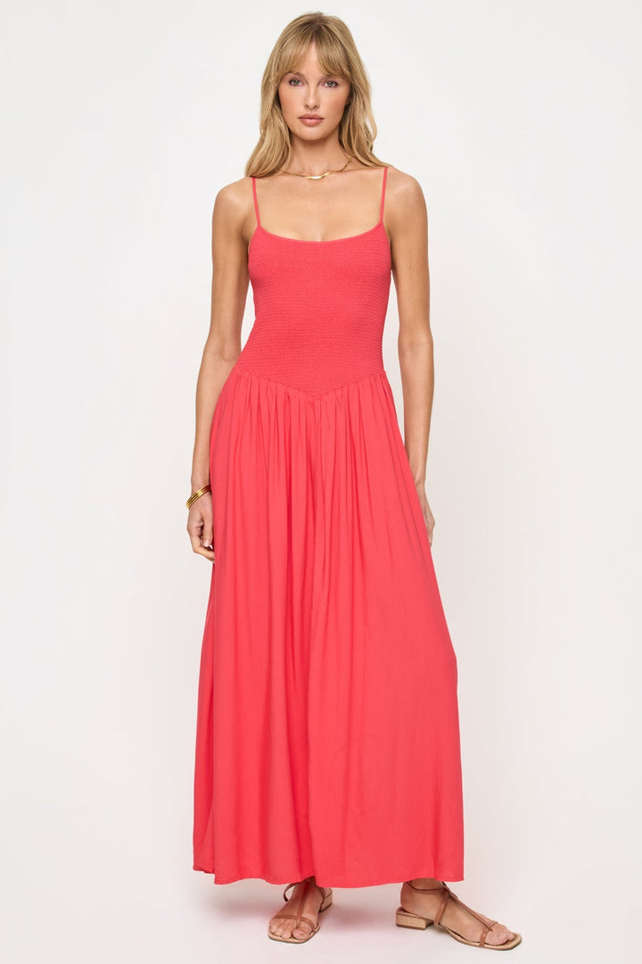 LSPACE Misha Smocked Midi Dress - More Colors Available-The Shop Laguna Beach