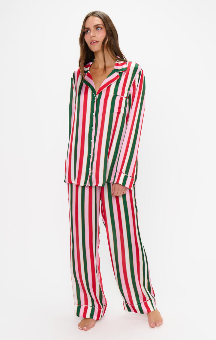 SHOW ME YOUR MUMU Classic Jolly Stripes Silky Pajama Set-The Shop Laguna Beach