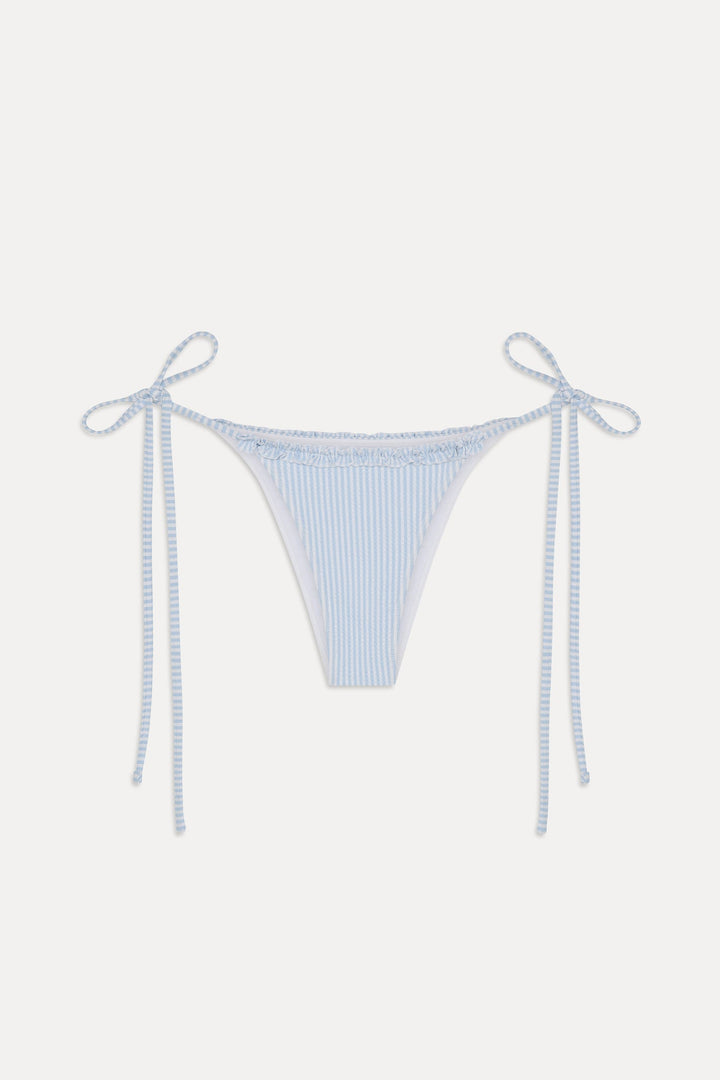 FRANKIES BIKINIS Mackenzie Ruffle String Seersucker Bottom-The Shop Laguna Beach