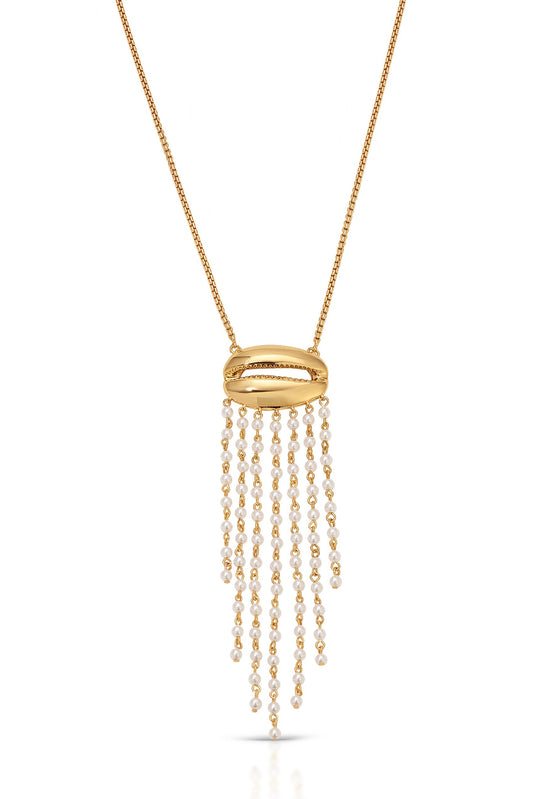 ETTIKA Mykonos Shell Fringe Necklace-The Shop Laguna Beach