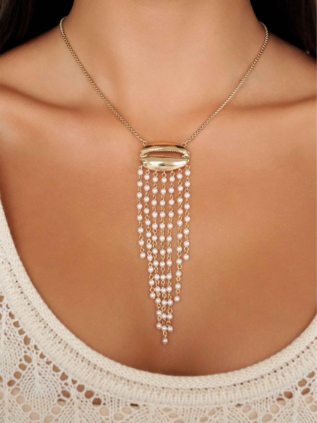 ETTIKA Mykonos Shell Fringe Necklace