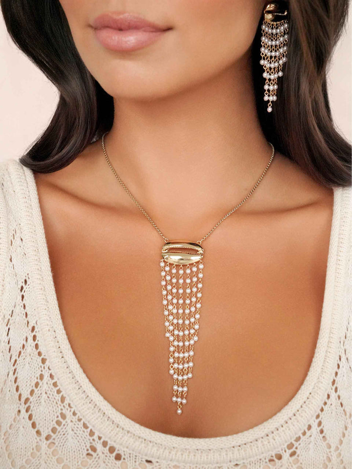 ETTIKA Mykonos Shell Fringe Necklace