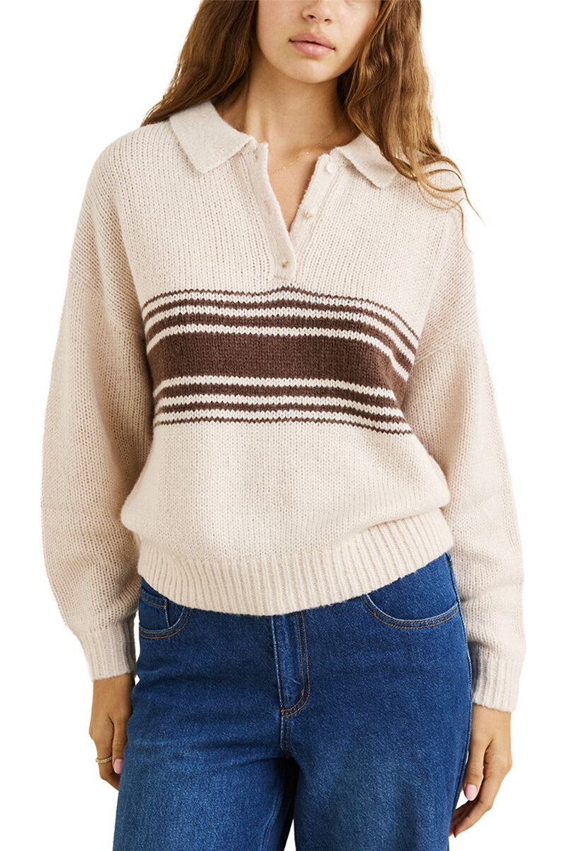 RHYTHM Strata Knit Collared Sweater