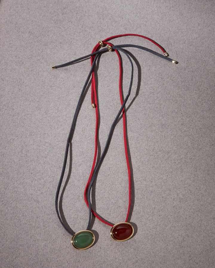 LUV AJ Sunset Stone Cord Necklace - Gold/Red-The Shop Laguna Beach