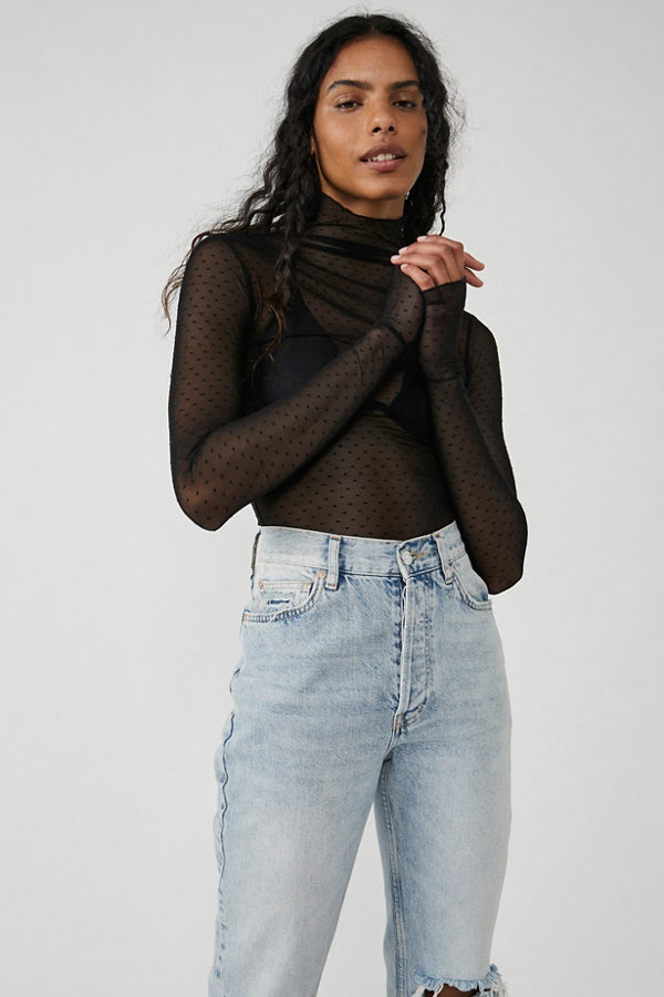 FREE PEOPLE On the Dot Layering Mock Neck Top