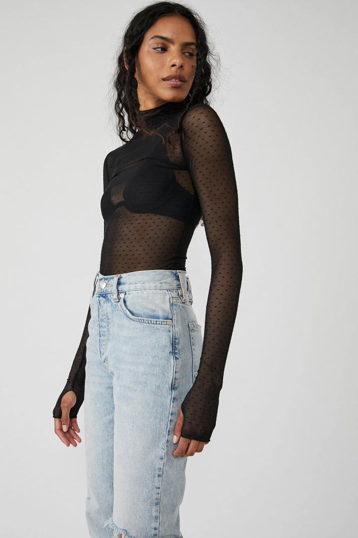 FREE PEOPLE On the Dot Layering Mock Neck Top-The Shop Laguna Beach