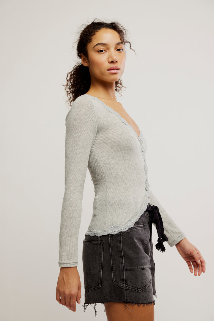 FREE PEOPLE Big Love Long Sleeve Buttoned Tee-The Shop Laguna Beach