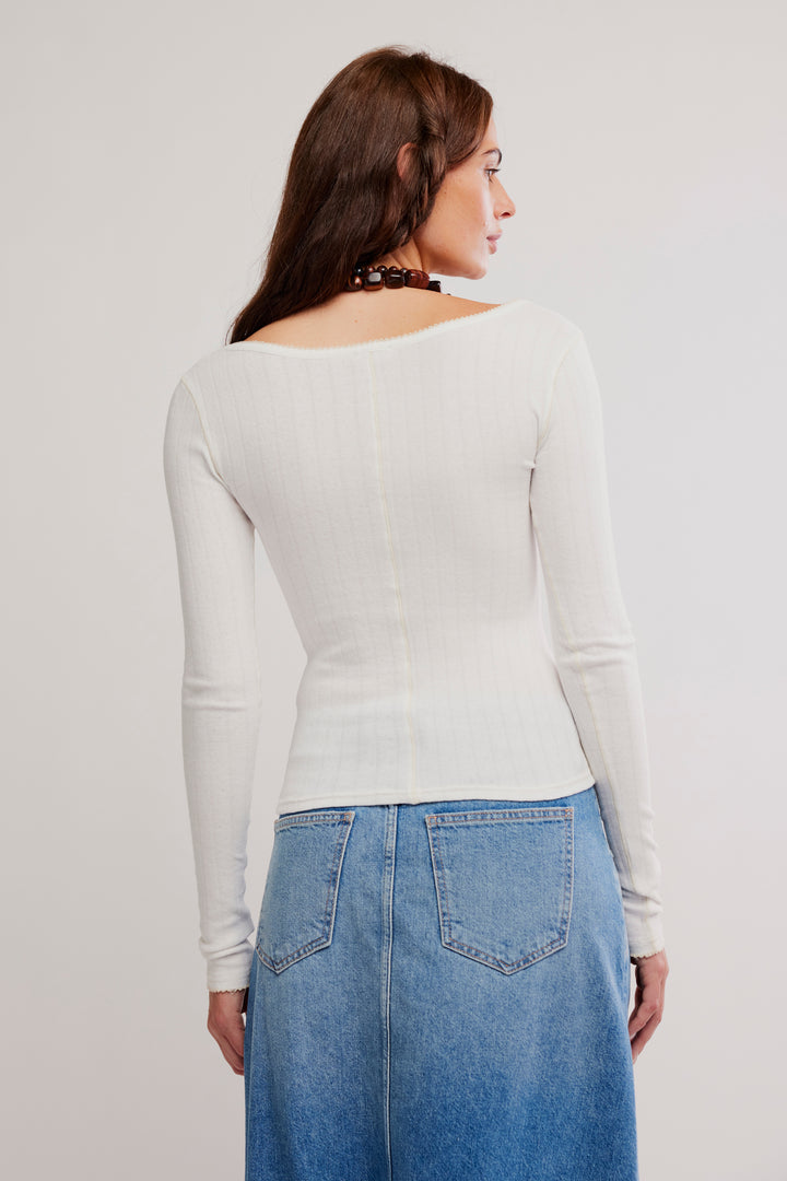 FREE PEOPLE End Game Pointelle Long Sleeve Tee-The Shop Laguna Beach
