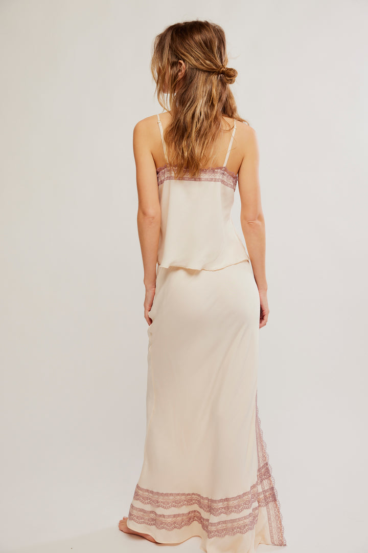 FREE PEOPLE Wish You Were Here Satin Slip Maxi Skirt