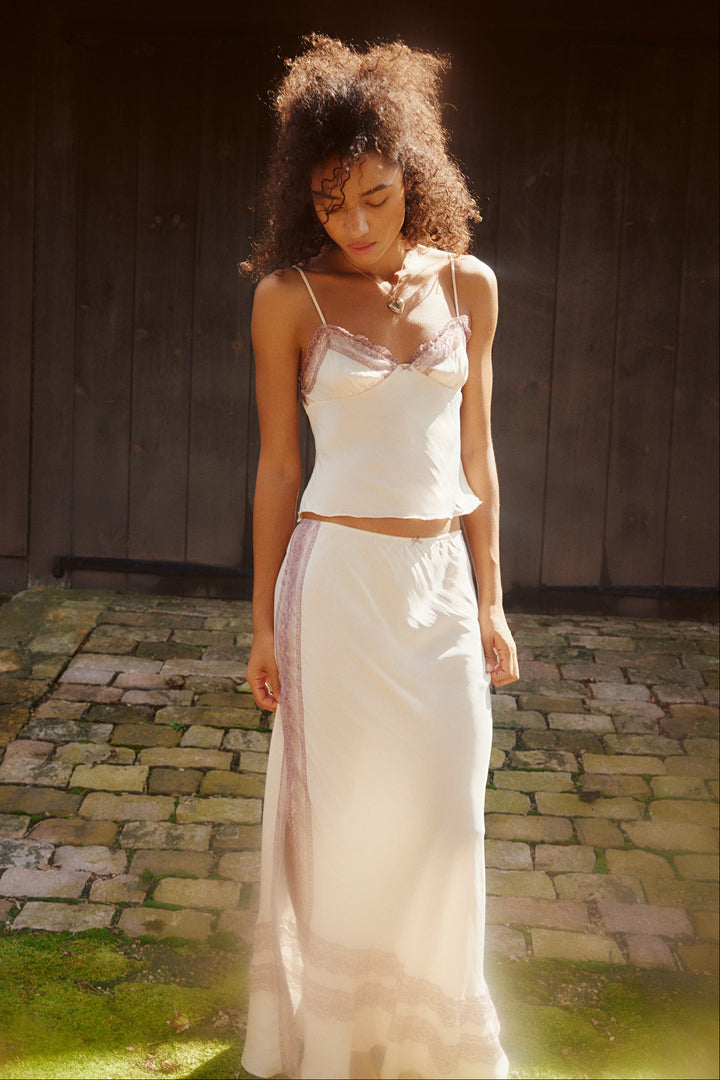 FREE PEOPLE Wish You Were Here Satin Slip Maxi Skirt