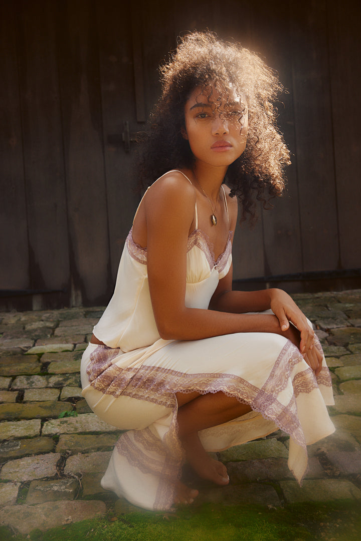 FREE PEOPLE Wish You Were Here Satin Slip Maxi Skirt