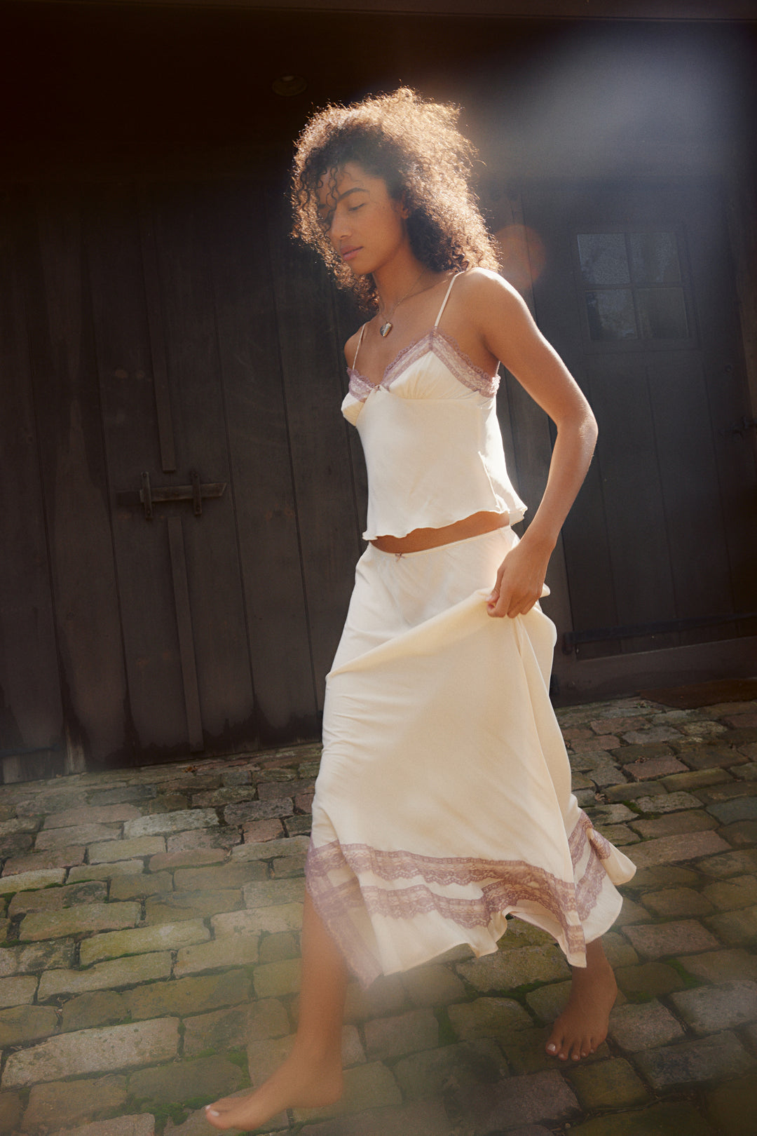 FREE PEOPLE Wish You Were Here Satin Slip Maxi Skirt