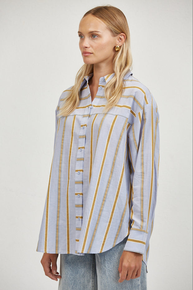 KEEN THE LABEL Danae Stripe Linen Button-Up Shirt