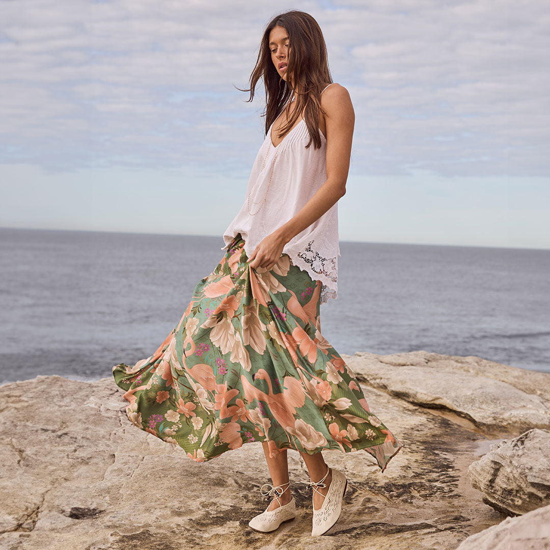 SPELL • PARADISE FOUND Floridian Maxi Skirt-The Shop Laguna Beach