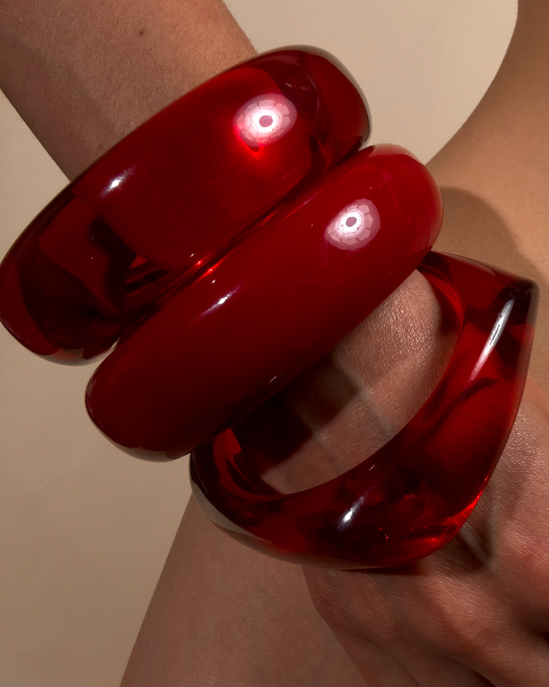 LUV AJ Formentera Resin Bangle Set - Red-The Shop Laguna Beach