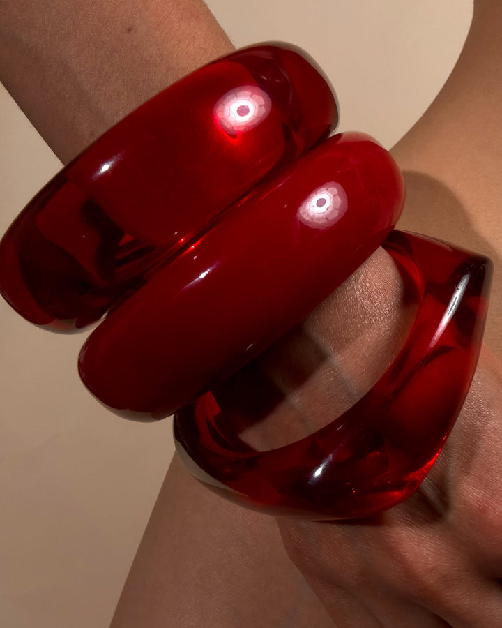LUV AJ Formentera Resin Bangle Set - Red-The Shop Laguna Beach