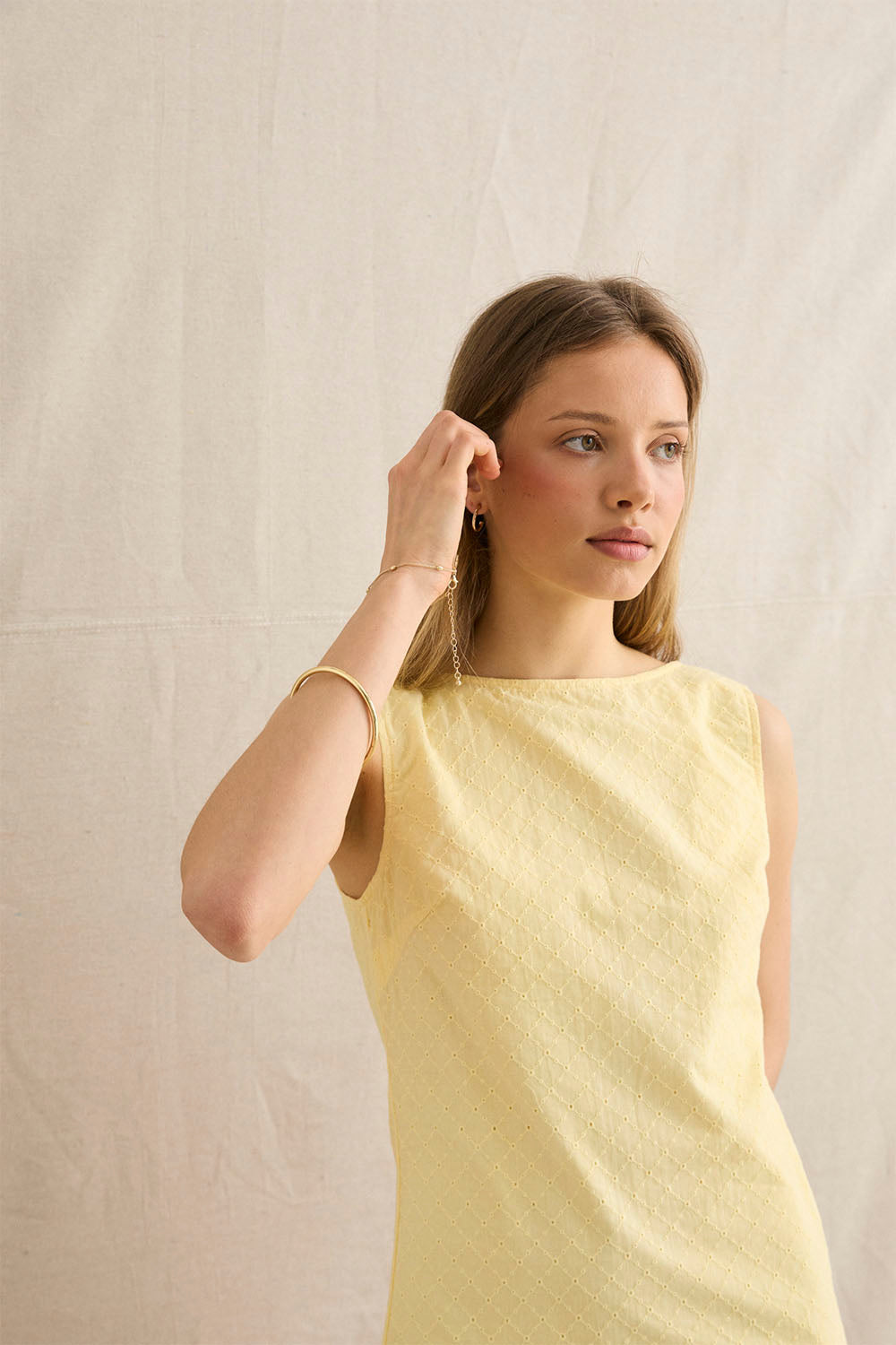 RHYTHM Porto Eyelet Mini Dress
