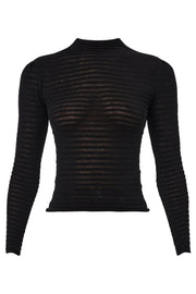 ROLLAS Edgar Mock Neck Semi-Sheer Top-The Shop Laguna Beach