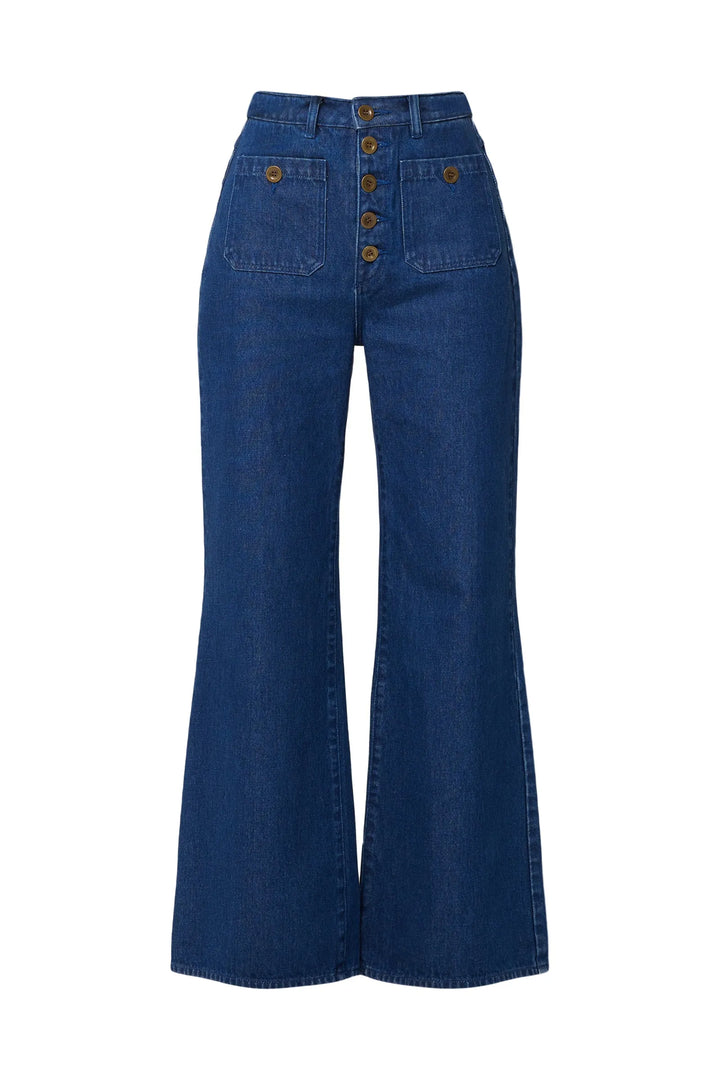 ROLLAS Studio Flare Buttoned Wide-Leg Denim Pant - Lou-The Shop Laguna Beach