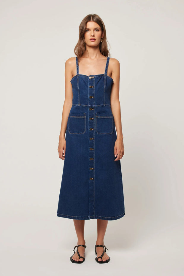 ROLLAS Mara Denim Dress - Deep Blue-The Shop Laguna Beach