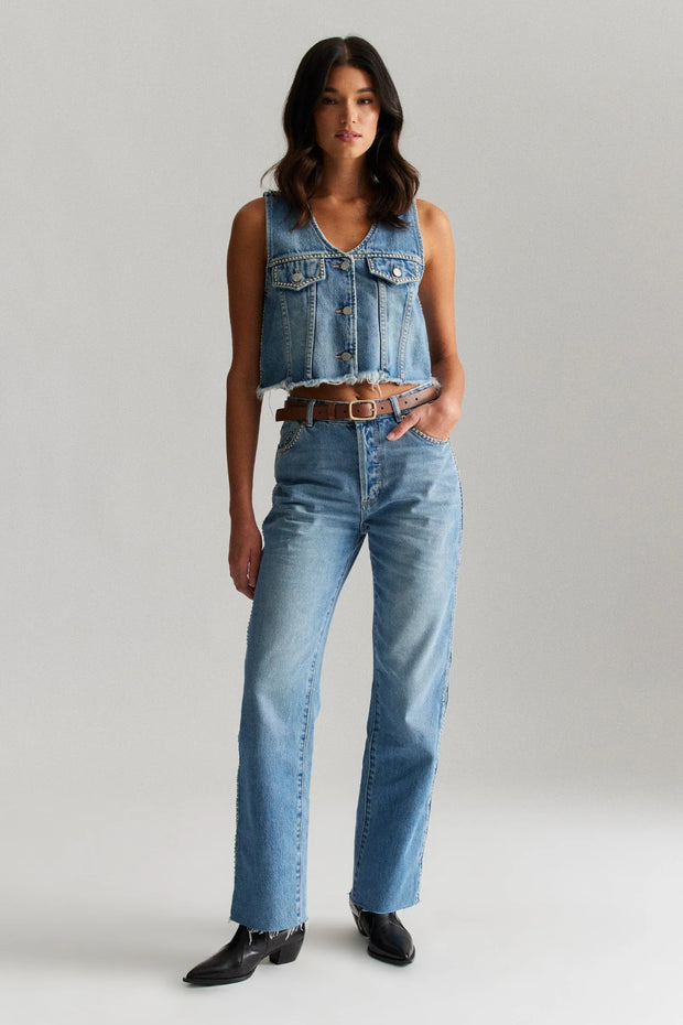 ROLLAS X ACDC Morgan Stud Denim Vest-The Shop Laguna Beach