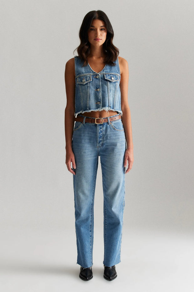 ROLLAS X ACDC Morgan Stud Denim Vest-The Shop Laguna Beach