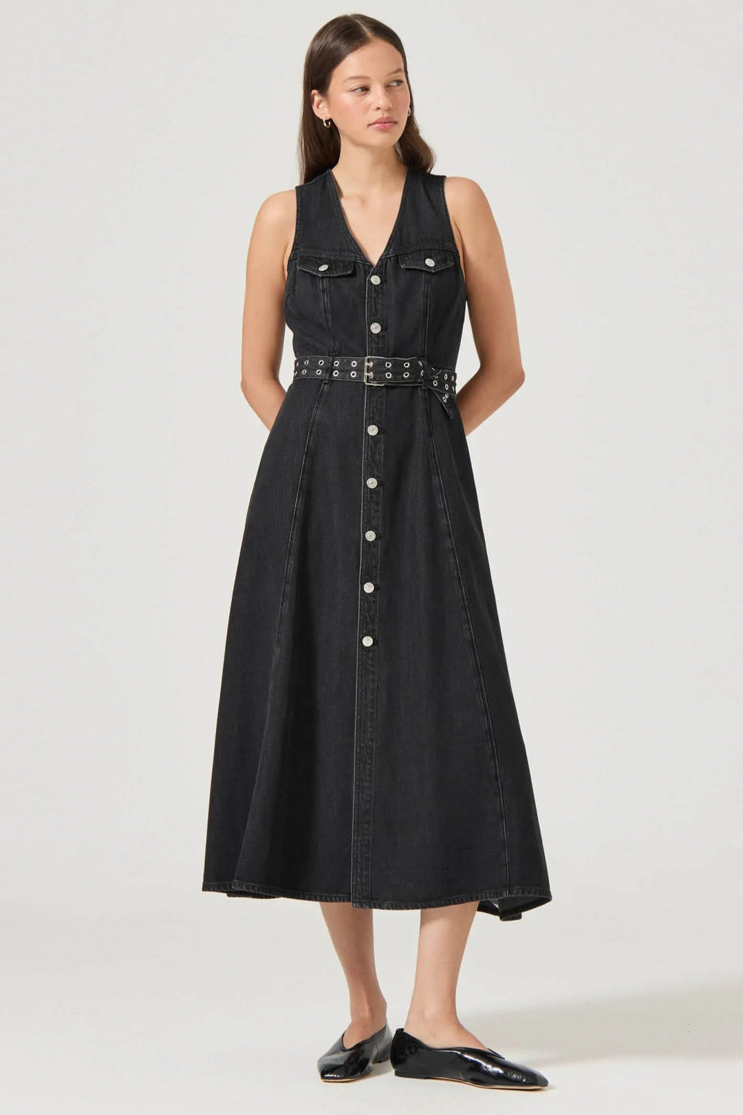 ROLLAS Angelica Denim Belted Dress-The Shop Laguna Beach