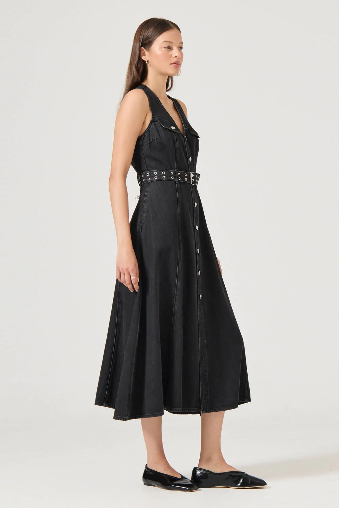 ROLLAS Angelica Denim Belted Dress-The Shop Laguna Beach
