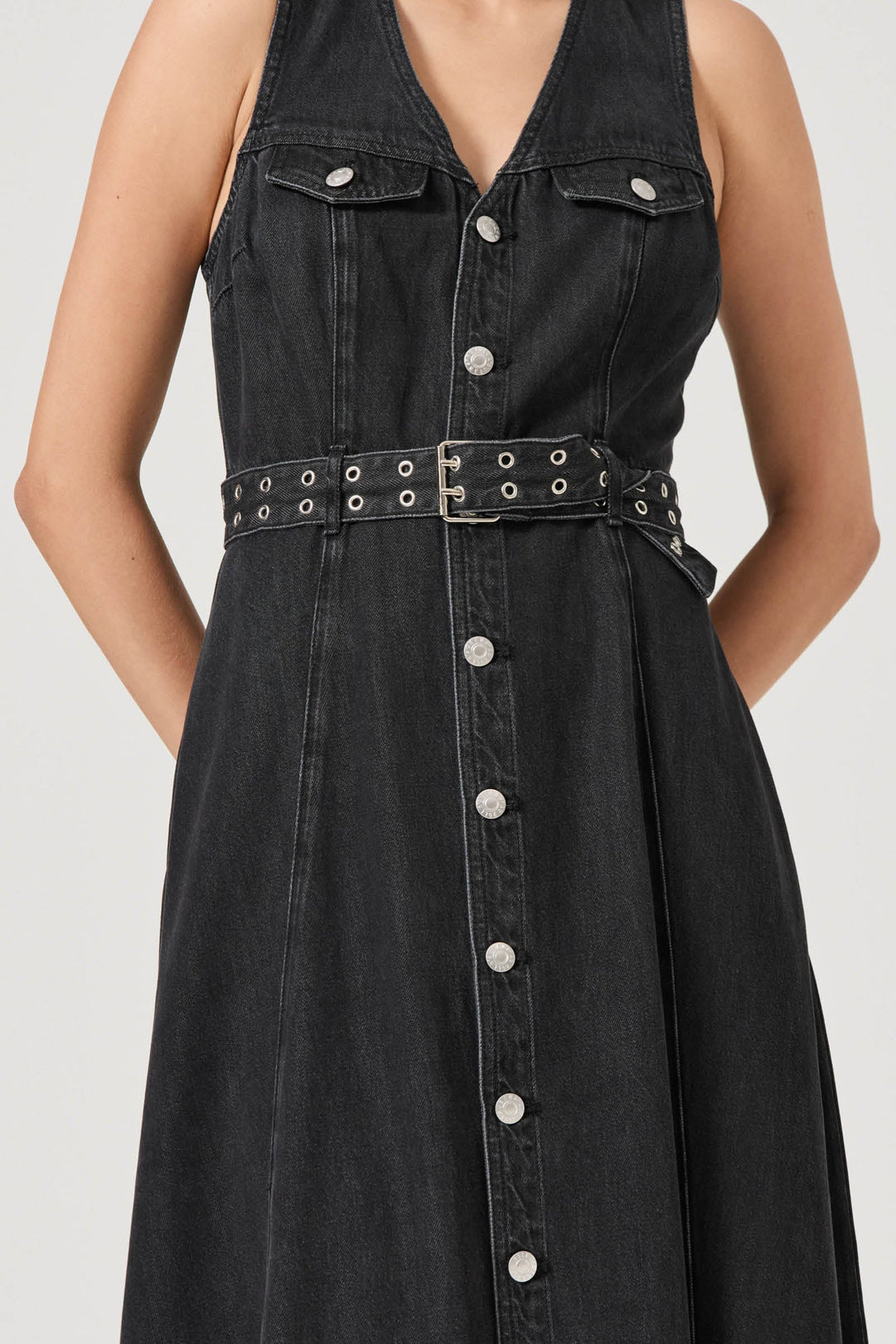 ROLLAS Angelica Denim Belted Dress-The Shop Laguna Beach
