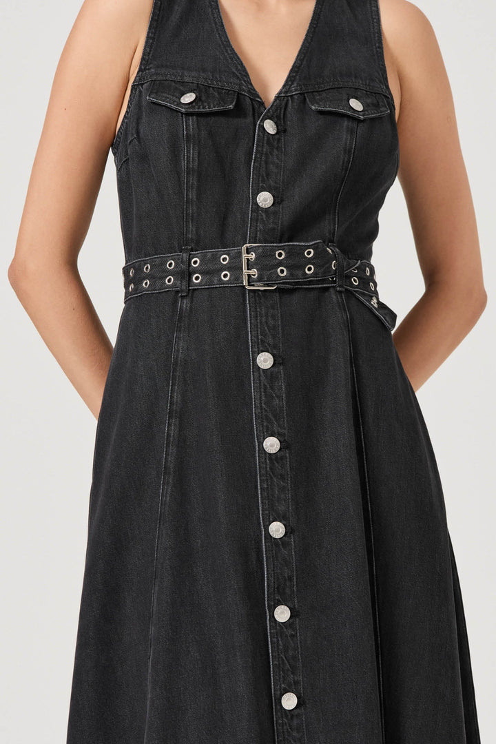 ROLLAS Angelica Denim Belted Dress-The Shop Laguna Beach