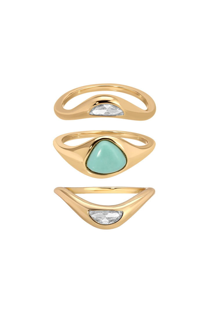 ETTIKA Solstice Turquoise Ring Stack (Set of 3)