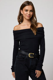 STILLWATER Paloma Rib Off-Shoulder Knit Top-The Shop Laguna Beach