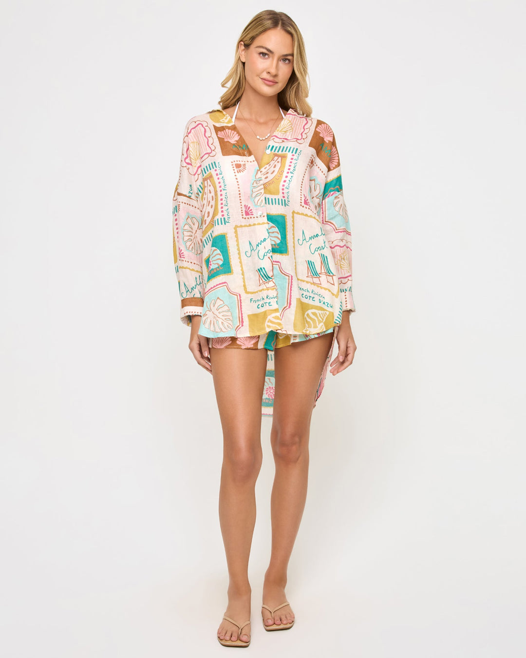 LSPACE Rio Printed Linen Tunic Shirt-The Shop Laguna Beach