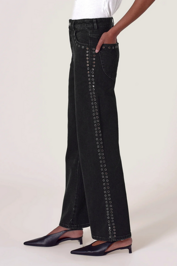 ROLLAS Sailor Scoop Jean - Black Sand Eyelet-The Shop Laguna Beach