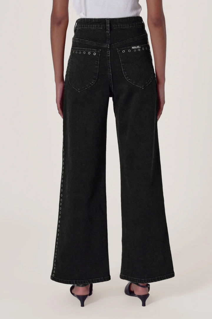 ROLLAS Sailor Scoop Jean - Black Sand Eyelet-The Shop Laguna Beach