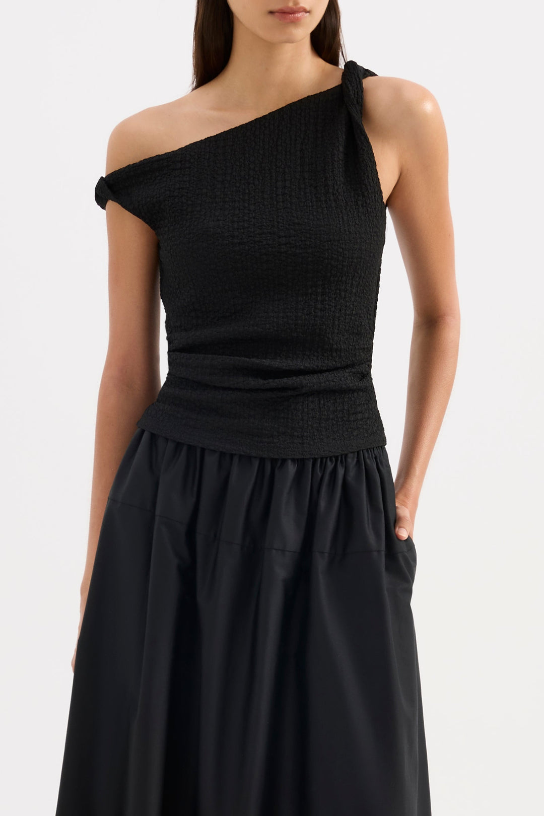 NUDE LUCY Apollo Off-Shoulder Textured Tank-The Shop Laguna Beach