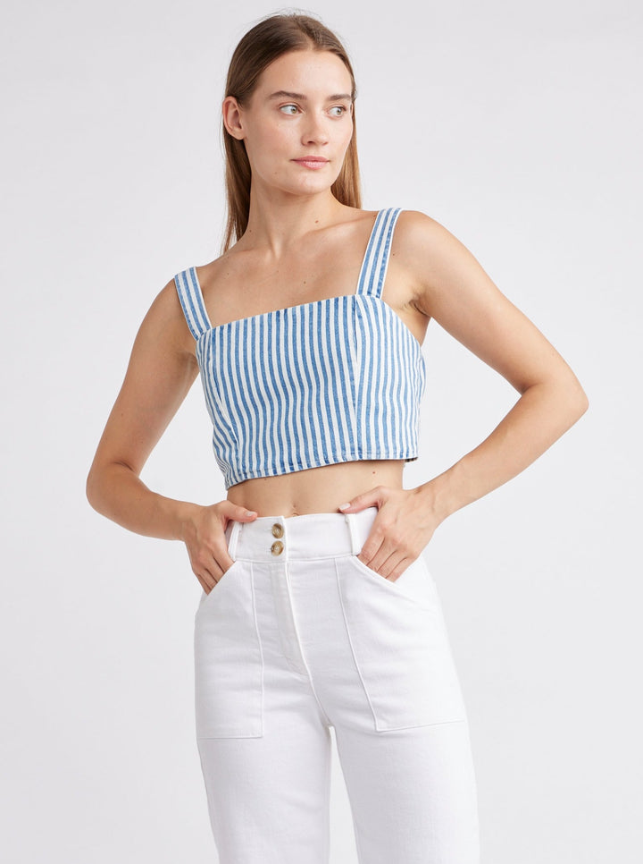 SELF CONTRAST Catalina Denim Crop Tank-The Shop Laguna Beach