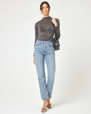 LSPACE Shimmer Mock Neck Sheer Top-The Shop Laguna Beach